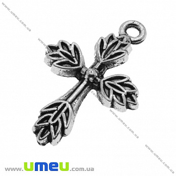 [Архів] Підвіска металева Хрест, Античне срібло, 26х17 мм (POD-001247)