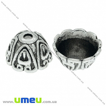 [Архів] Ковпачок металевий, 20х11 мм, Античне срібло (OBN-020343)