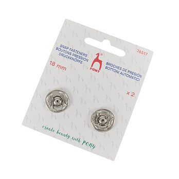 Кнопки пришивные металлические PONY, Серебро, 18 мм, 1 набор (SEW-030166)