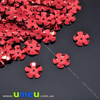 Пайетки Китай Цветы, 10 мм, Красные, 5 г (PAI-013179)