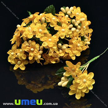 [Архів] Незабудки тканинні з тичинкою, 20 мм, Жовті (DIF-019824)