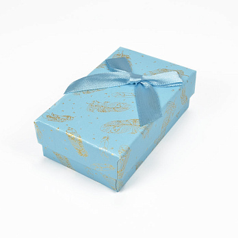 Подарункова коробочка Прямокутна з малюнком, 8х5х2,5 см, Блакитна (UPK-056826)