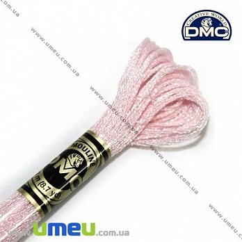 Мулине DMC Pearlescent E818, Нежно-розовый, Перламутровый эффект, 8 м (DMC-006350)
