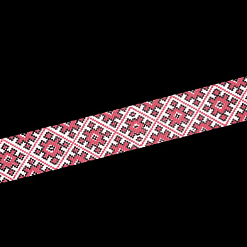 Репсова стрічка з малюнком Орнамент, 25 мм, Червона (LEN-054894)