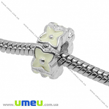 [Архів] Намистина PANDORA мет. Квіти світло-жовті, 12х5 мм, Світле срібло (BUS-006534)