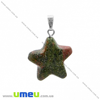 Подвеска из натурального камня Звезда, Унакит, 24х22 мм, 1 шт (POD-031860)