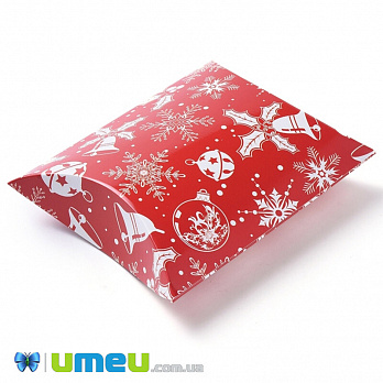 Сборная картонная коробочка, 16,5х14 см, Красная, Новогодняя, 1 шт (UPK-042940)