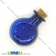Скляна баночка Кругла, Синя, 20х27 мм, 1 шт (DIF-006707)
