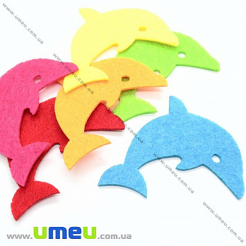 Фетровые фигурки Дельфины, 7х6 см, Разноцветные, 1 набор (UPK-013565)