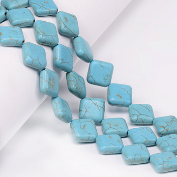 Намистини Бірюза, Синт. камінь, 17х17 мм, Ромб (BUS-056106)