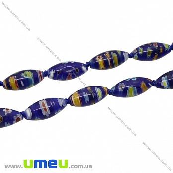 [Архів] Намистина Lampwork рис, 20х9 мм, Синя (BUS-004197)