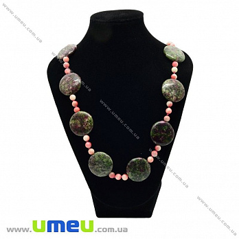 [Архів] Намиста з натурального каменю Рубін в цоізиті, 67 см (BUS-028738)