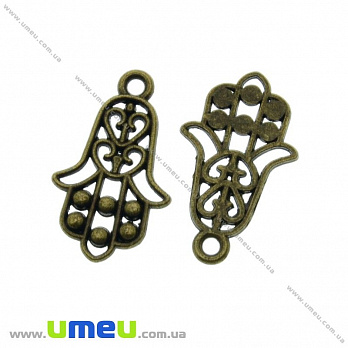 Подвеска метал. Рука Фатимы (Хамса), 22х13 мм, Античная бронза (POD-001276)
