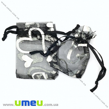 Подарункова упаковка з органзи, 5х7 см, Чорна (UPK-012348)