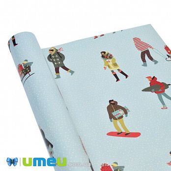 Пакувальний папір Новорічний, Бірюзовий, 62х88 см (UPK-047815)