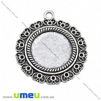Основа кругла, 39х34 мм, 20 мм, Античне срібло (OSN-028262)