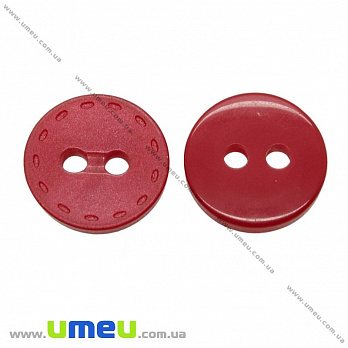 Пуговица пластиковая Круглая, 12,5 мм, Красная, 1 шт (PUG-021346)