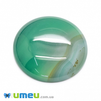 Кабошон нат. камінь Агат зелений (2 сорт), Круглий, 25,1 мм (KAB-050009)