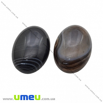 Кабошон нат. камінь Агат чорний, Овал, 25х18 мм (KAB-036130)