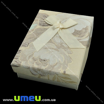 Подарочная коробочка Прямоугольная с узором, 9х7х3 см, Кремовая, 1 шт (UPK-023170)