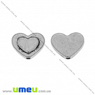 Намистина мет. Серце, 10х8 мм, Античне срібло, 1 шт (BUS-007791)