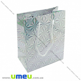 Подарунковий пакет, 14х11х6,5 см, Сріблястий (UPK-013803)
