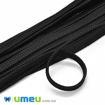 Полиэстеровый шнур плоский 7 мм, Черный, 1 м (LEN-039350)