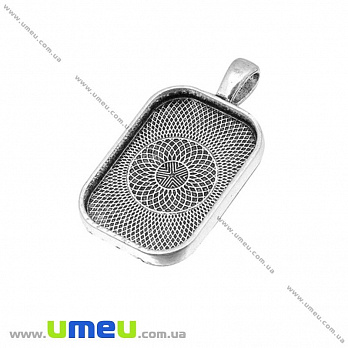 Основа прямокутна, 41х23 мм, 30х20 мм, Античне срібло (OSN-020035)