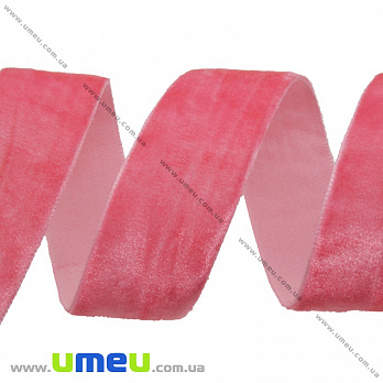 Лента бархатная, 20 мм, Розовая, 1 м (LEN-035807)