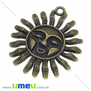 [Архів] Підвіска металева Сонце, Антична бронза, 33х29 мм (POD-001239)