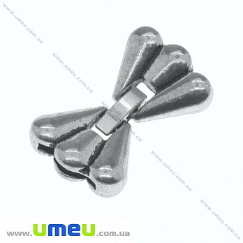 Застёжка для вклеивания шнура, Античное серебро, 30х18 мм, 1 шт (ZAM-013543)