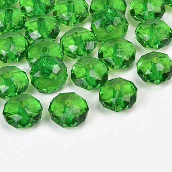 Намистини акрилові, Ронделі, 10х6 мм, Зелені (BUS-059963)
