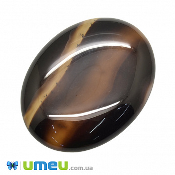 Кабошон нат. камінь Агат коричневий, Овал, 40х30 мм (KAB-050621)