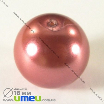 [Архів] Намистина скляна Перли, 16 мм, Світло-коричнева, Кругла (BUS-002114)
