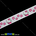 Репсовая лента с рисунком Hello Kitty, 25 мм, Белая, 1 м (LEN-016583)