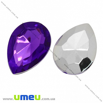 Ріволі пластиковий, Крапля гранована, 18х13 мм, Фіолетовий (KAB-009517)