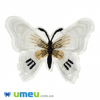 Термоаппликация Бабочка, 7,5х5,5 см, Белая, 1 шт (APL-042280)