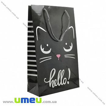Подарунковий пакет Котик, 27х17х7 см, Чорний (UPK-035617)