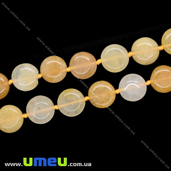 [Архів] Намистина натуральний камінь Кварц жовтий, 15х6 мм, Кругла плоска (BUS-009967)