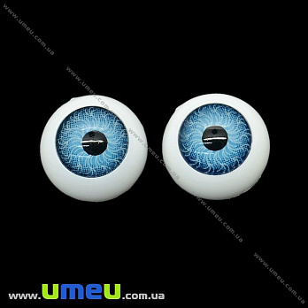 Глазки клеевые для кукол, 12 мм, Голубые, 1 пара (DIF-023224)