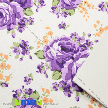 Фоамиран с рисунком Цветы фиолетовые, 20х30 см, Белый, 1 шт (FOM-023809)