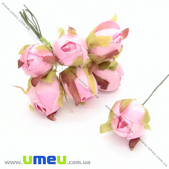 Бутон розы на проволоке, 15 мм, Розовый, 1 шт (DIF-025686)