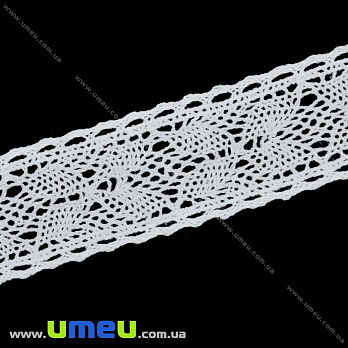 Мереживо бавовняне, 40 мм, Біле (LEN-029839)