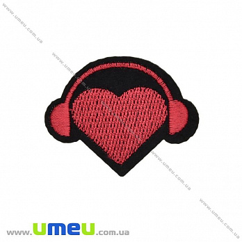 Термоаплікація Серце, 5х4 см, Чорно-червона (APL-027678)