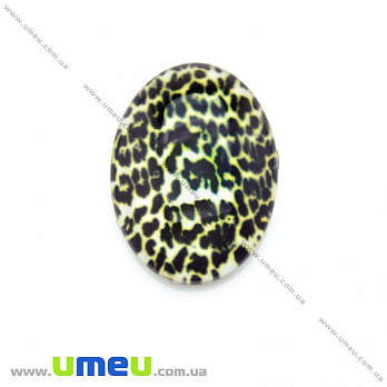 Кабошон стекл. с принтом Леопардовый, 25х18 мм, Овал (KAB-013698)