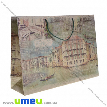 Подарочный пакет из крафт бумаги, 26х36х10 см, Венеция, 1 шт (UPK-019041)