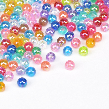 Намистини акрилові Прозорі райдужні, Круглі, 4 мм, Мікс (BUS-059693)
