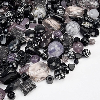 Бусины пластиковые, Микс черный (BUS-062211)