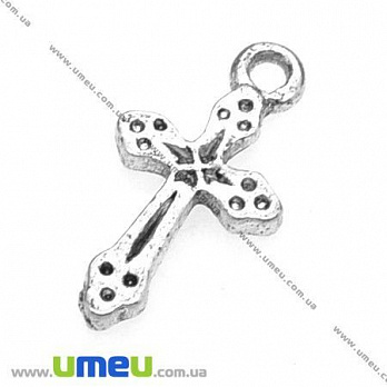 [Архів] Підвіска металева Хрест, Античне срібло, 21х11 мм (POD-008038)