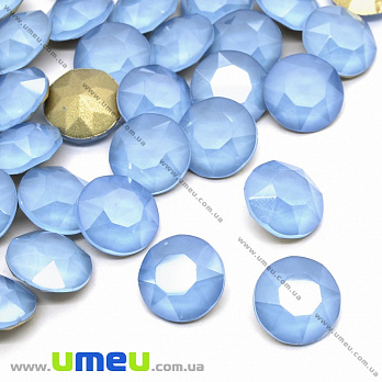 Ріволі скляний, Круглий гранований, Кристал, 10 мм, Блакитний опал (KAB-033942)